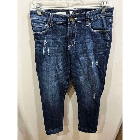 Kut From The Kloth Womens Jeans Size 2 Reese Mid Rise Straight Ankle Distressed - Picture 1 of 9